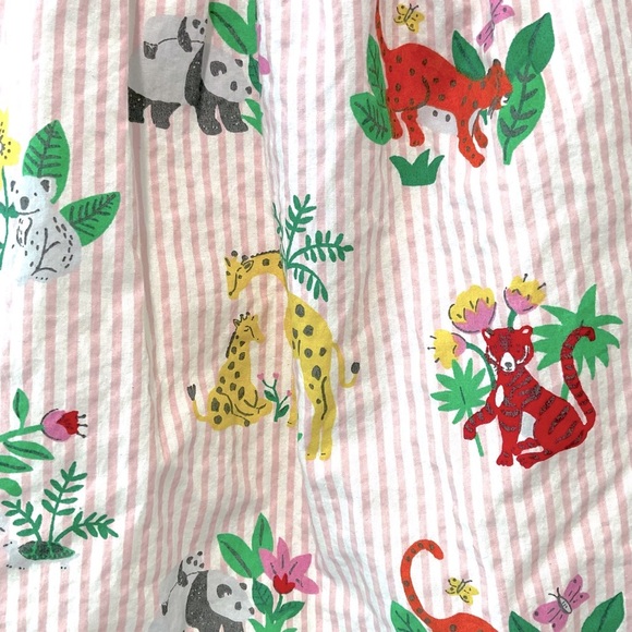 Baby Boden Dress 3-6 M Pink White Striped Jungle Animals Smocked Whimsy Lined - Picture 3 of 6